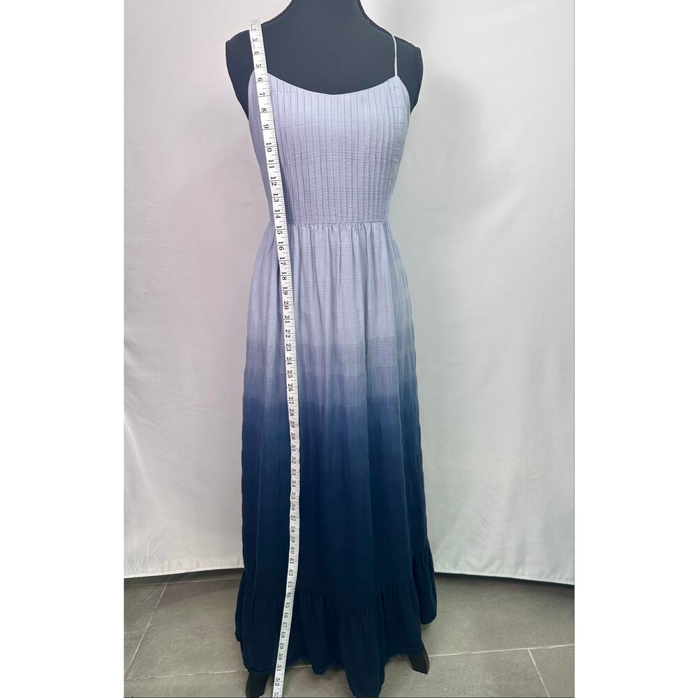 Madewell Blue Ombre Dip Dye Pintuck Cami Ruffle Maxi Dress Size 10 (Medium) - Picture 9 of 12